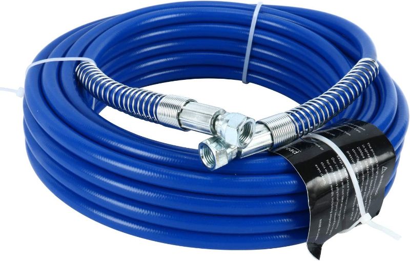 Photo 1 of 50ft x 1/4" Airless Paint Spray Hose, Blue Color 15m Light Flexible Fiber Tube, High Pressure Sprayer Tube (15m)
