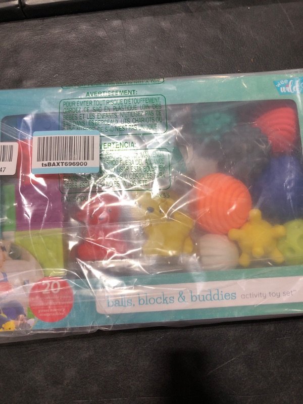 Photo 2 of Infantino Sensory Balls, Blocks & Buddies - Textured, Soft & Colorful Toys Includes 8 Balls, 8 Numbered Blocks, 4 Animal Buddies, Ages 0 Months +, 20-Piece Set