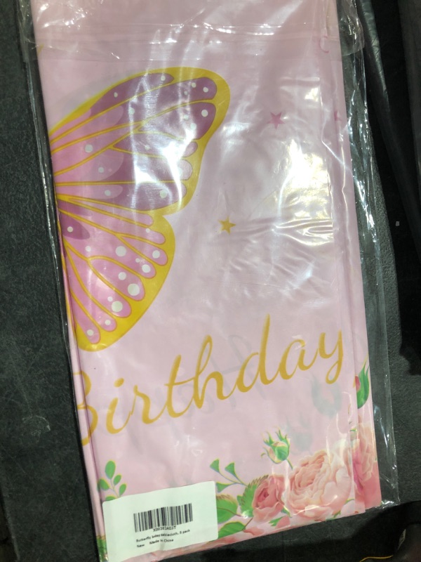 Photo 1 of 3 Pack Large Size Butterfly Tablecloth, Plastic Butterfly Themed Happy Birthday Table Cover Decorations for Girls Kids Wedding Baby Shower Party Table Decor Supplies