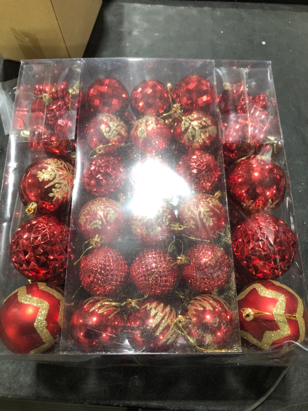 Photo 2 of 116Pcs Red Christmas Ball Ornaments Set, Shatterproof Christmas Hanging Decoration Set with Gift Box, Assorted Decorative Baubles Set for Xmas Tree/Home/Wedding/Party/Holiday (Red)