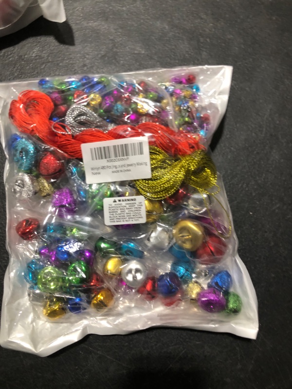 Photo 2 of 480 Pcs Christmas Jingle Bells Bulk Colorful Craft Bells Holiday Metal DIY Bells 6 Sizes 0.2" to 1" 7 Colors Shiny Matte Frosted with String for Christmas Festival Decorations Jewelry Making Crafts