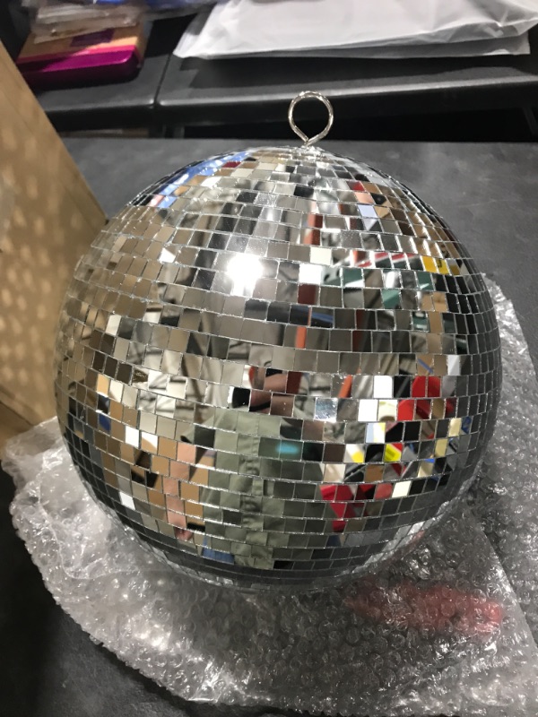 Photo 2 of 12" Disco Ball Mirror Ball Disco Party Decoration Stage Light Dj Light Effect Home Business Christmas Display Decoration Silver