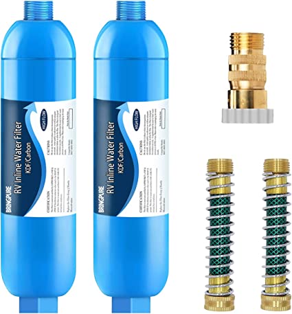 Photo 1 of 2 Packs of RV Inline Water Filter With Flexible Hose Protector, Certified to NSF42/372, Greatly Reduces Chlorine, Taste, Odor and Sediment in Drinking Water, Dedicated for RVs and Marine
