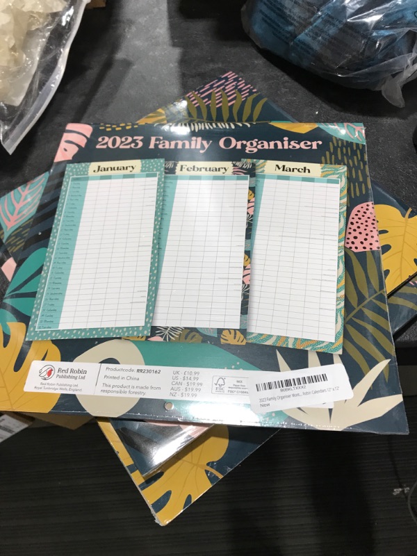 Photo 2 of 2023 Family Organiser Monthly Wall Calendar by Red Robin Calendars 12" x 12"