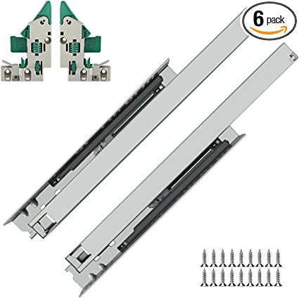 Photo 1 of 6 Pair 22 Inch Undermount Drawer Slides Soft Closing Full Extension Drawer Slides, LONTAN Undermount Drawer Runners Cabinet Drawer Slides - 100lb Capacity Rails
