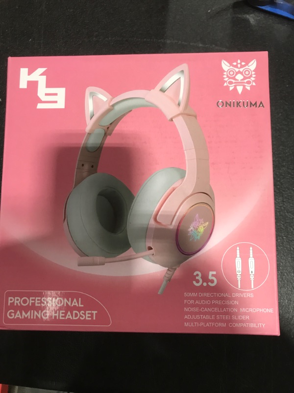 Photo 1 of Cat Ear Gaming Headphones Wired AUX 3.5mm with LED Light, Flashing Stereo Game Headphones Surround Sound Over-Ear Headsets with Microphone Fit Kids & Adult for PC, PS4, Switch, Mobile, Laptop