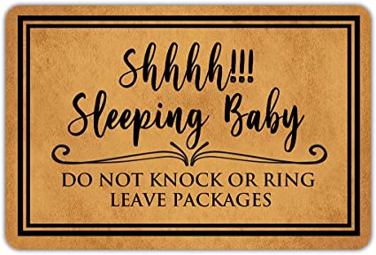 Photo 1 of Front Door Mat Welcome Mat Shhh Sleeping Baby Do Not Knock Or Ring Leave Packages Machine Washable Rubber Non Slip Backing Bathroom Kitchen Decor Area Rug Funny Doormat Indoor Outdoor Rug 24" X 16"
