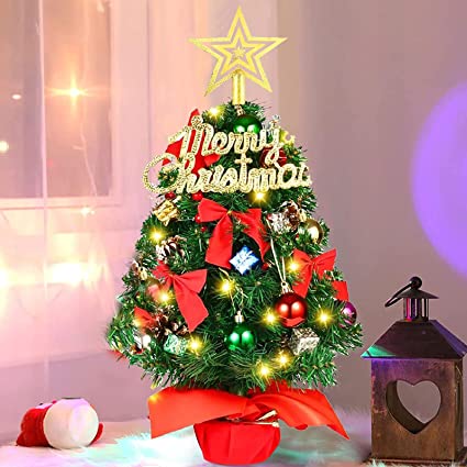 Photo 1 of 24"/60cm Mini Christmas Tree, Artificial Small Tabletop Xmas Tree, with Christmas Tree Ornaments, Christmas Decorations for Home and Office
