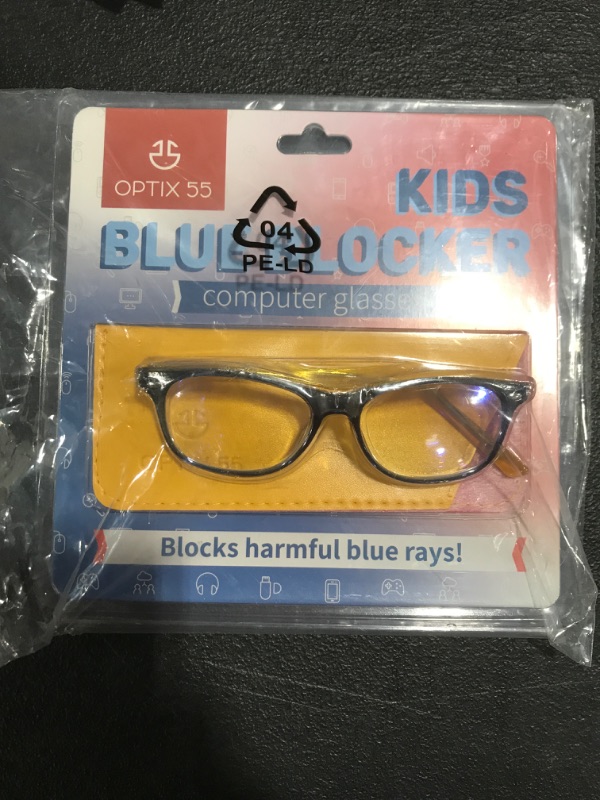 Photo 2 of Blue Light Blocking Glasses Girls & Boys | Anti Eyestrain Blue Light Glasses Kids Computer Gaming Glasses (Ages 3-10) | Flexible Blue Square Frames with Yellow Temples Video Phone Screen Eyeglasses