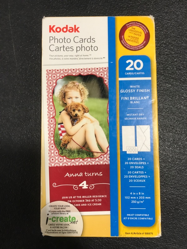 Photo 1 of KODAK PHOTO CARDS 20 CARDS. OPEN BOX. 