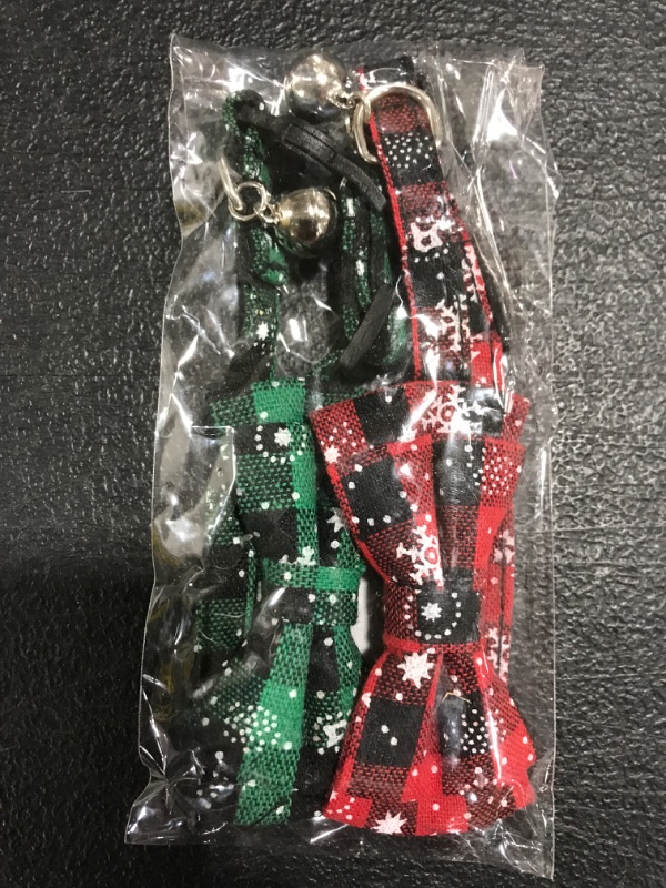 Photo 1 of 2 PACK CHRISTMAS CAT COLLARS WITH BELL. RED/GREEN. 