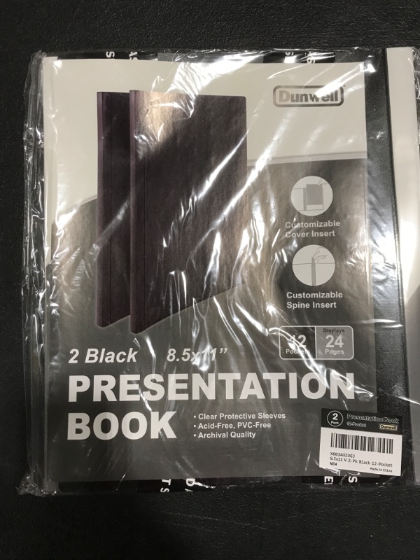 Photo 1 of LOT OF 2 - 2 PACK PRESENTATION BOOK. 12 POCKET. BLACK. 