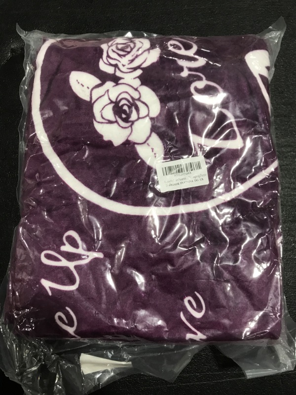 Photo 1 of "I LOVE MY MOM" PLUSH THROW BLANKET. PURPLE. 