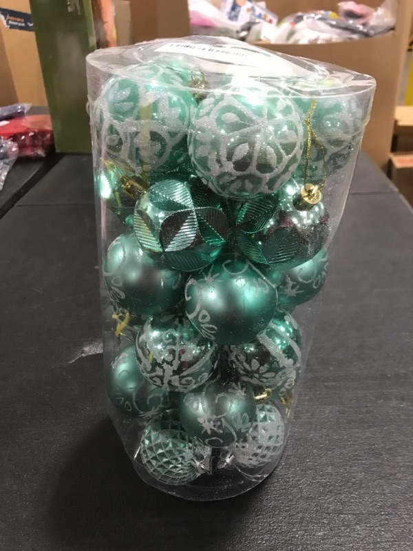 Photo 1 of 30ct 2.36" Christmas Ball Ornaments, Christmas Tree Decoration, Plastic Shatterproof Hanging Ball, Fits for Party, Holiday and Home Decor, Mint Green
