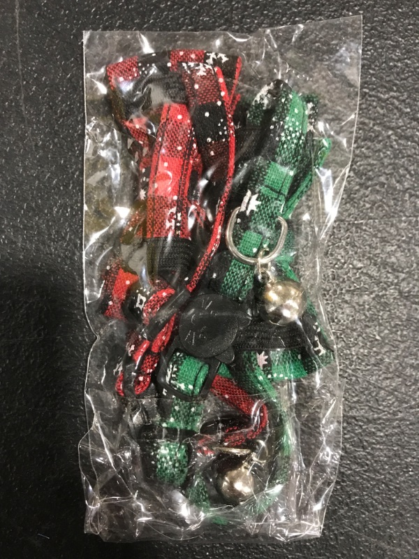 Photo 1 of 2 PACK CHRISTMAS CAT COLLARS WITH BELLS. RED/GREEN