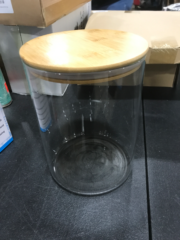 Photo 1 of 1 GALLON GLASS COOKIE JAR WITH WOODEN LID 