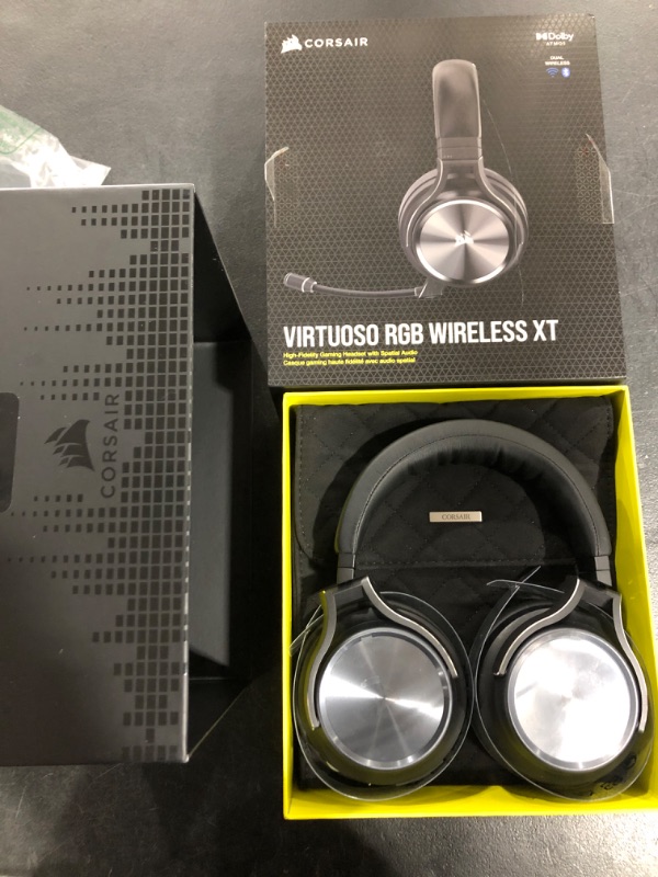 Photo 2 of CORSAIR VIRTUOSO RGB WIRELESS XT High-Fidelity Gaming Headset with Bluetooth and Spatial Audio - Works with Mac, PC, PS5, PS4, Xbox series X/S - Slate