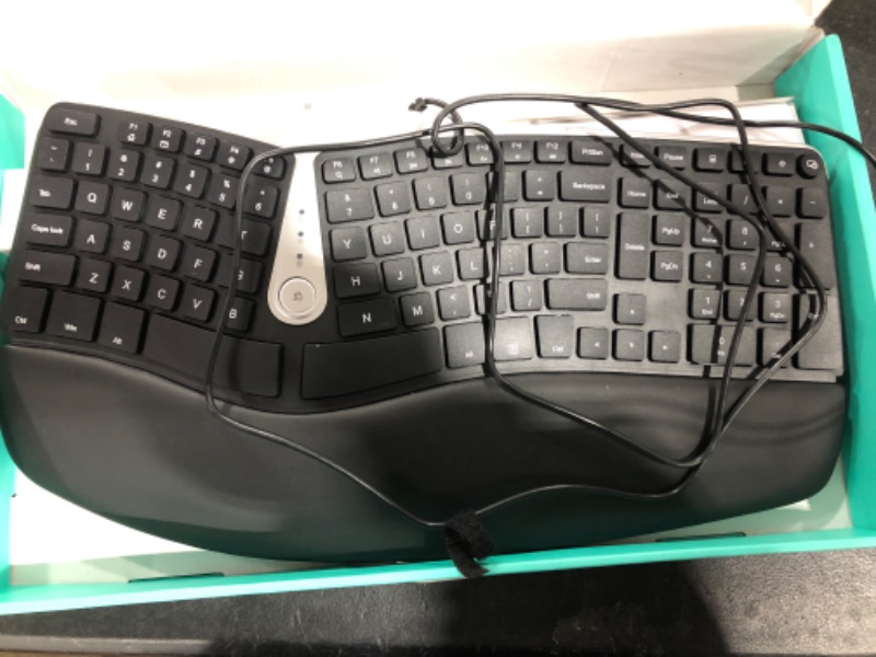 Photo 2 of Nulea Ergonomic Keyboard, Wired Split Keyboard with Pillowed Wrist and Palm Support, Featuring Dual USB Ports, Natural Typing Keyboard for Carpal Tunnel, Compatible with Windows/Mac