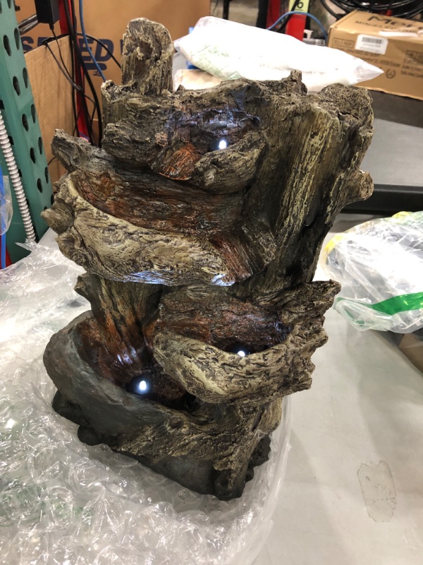 Photo 2 of Alpine CORPORATION -Tiered Log Fountain with LED Lights WIN794S