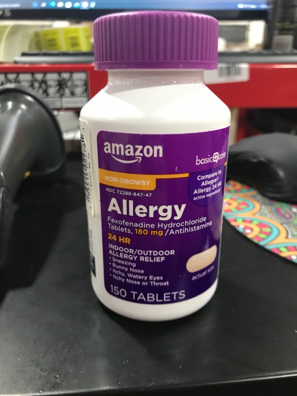 Photo 2 of Amazon Basic Care Fexofenadine Hydrochloride Tablets, 180 mg, 150 Count, Pink 150 Count (Pack of 1)