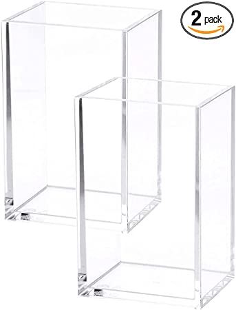 Photo 1 of 2 Pack Clear Acrylic Pencil Pen Holder Cup, Makeup Brush Holder Acrylic Desk Accessories
