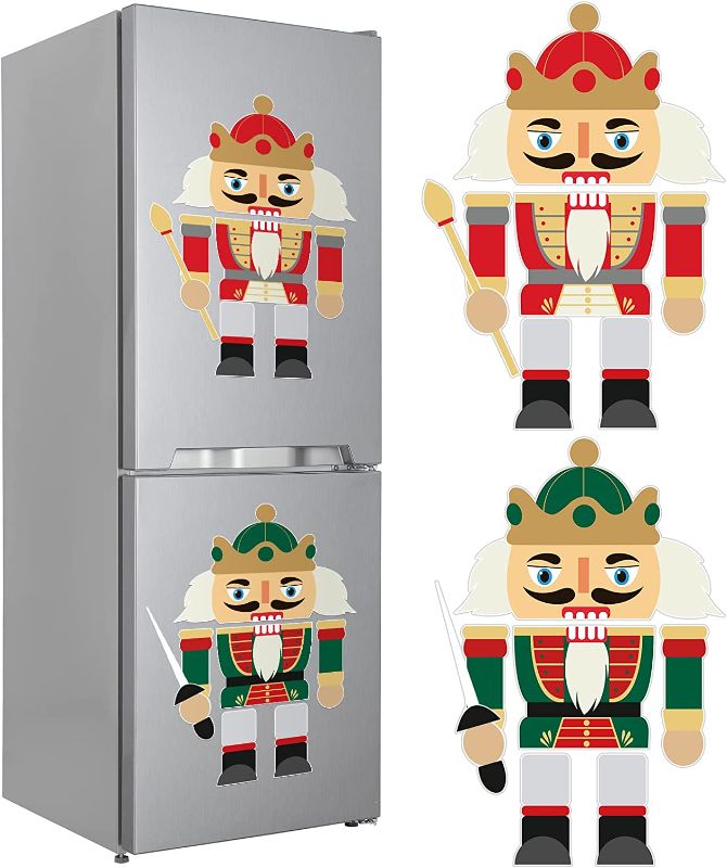 Photo 1 of 14 Pieces Christmas Nutcracker Refrigerator Magnets Set Fridge Magnet Stickers Decoration Christmas Holiday Garage Door Decals Cute Soldier Nutcracker for Christmas Party Gifts 