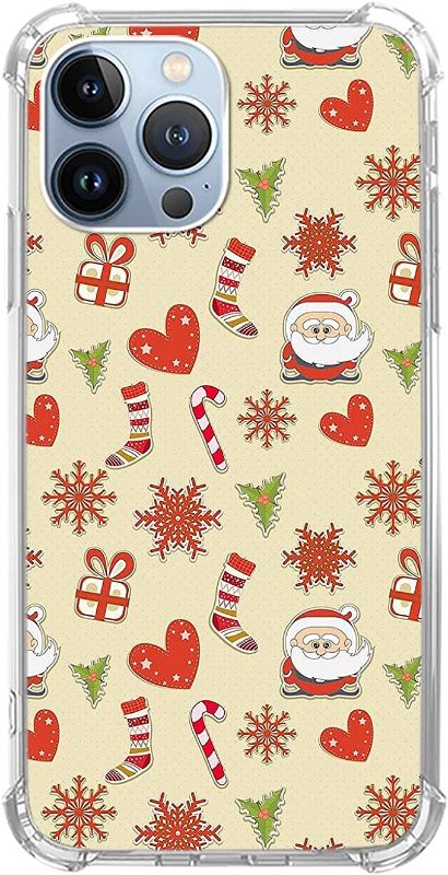 Photo 1 of Christmas Phone Case Compatible with iPhone 14 Pro Max?Santa Claus Candy Cane Christmas Socks Snowflakes Pattern Shockproof TPU Bumper Protective Cover Case for iPhone 14 Pro Max
