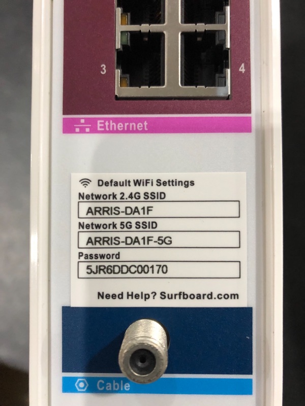 Photo 3 of Arris Surfboard Internet And Voice, WIFI Cable Internet/ 960 Mbps Download Speed / 32 X 8 Modem Channels