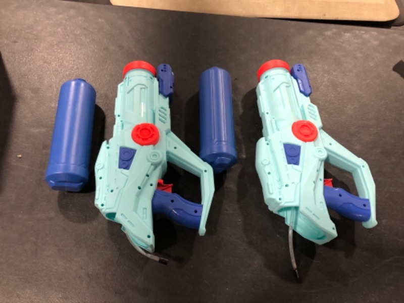 Photo 2 of 2 PCS Water Guns for Kids, Super Squirt Gun Water Soaker Blaster - Big Size - 32ft Long Shooting Range- Summer Water Toys Gun for Boys Girls and Adults 2 Pack Blue
