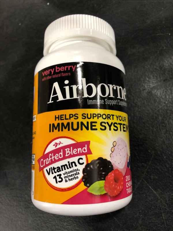 Photo 2 of Airborne 1000mg Vitamin C Chewable Tablets with Zinc, Immune Support Supplement with Powerful Antioxidants Vitamins A C & E - 200 Chewable Tablets, Very Berry Flavor Berry 200 Count (Pack of 1)
7/2023