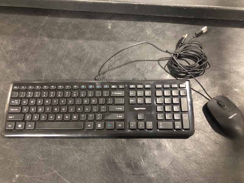 Photo 1 of Amazon Basics USB Wired Computer Keyboard and Wired Mouse Bundle Pack
