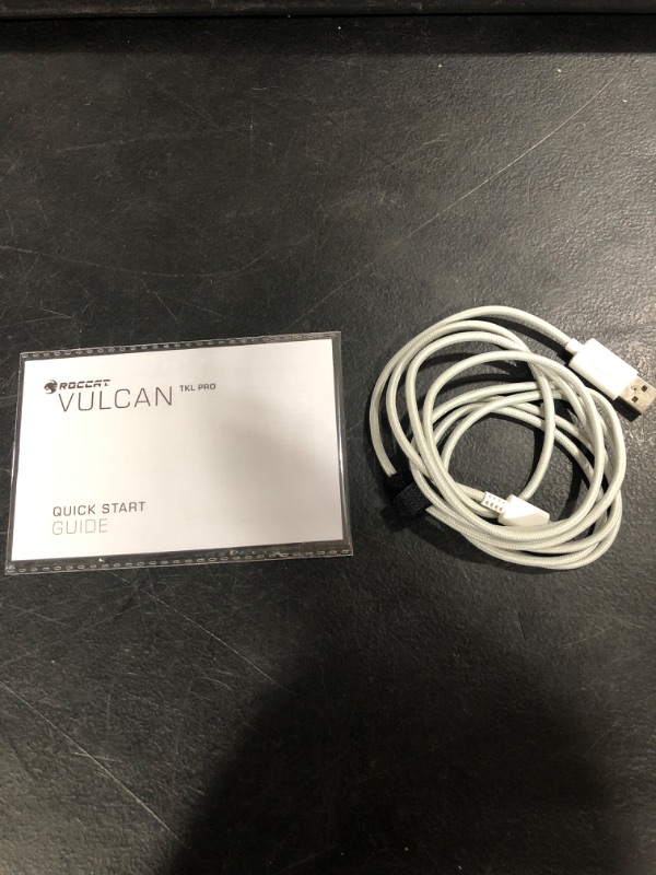 Photo 4 of ROCCAT Vulcan TKL Pro PC Gaming Keyboard, Linear Optical Titan Switch, AIMO RGB Lighting, Tenkeyless Mechanical Feel Speed Keystroke, Low Profile Ergonomic Design for Wrist Rest Support, White Vulcan TKL Pro White
USED / SIMILAR TO STOCK PHOTO