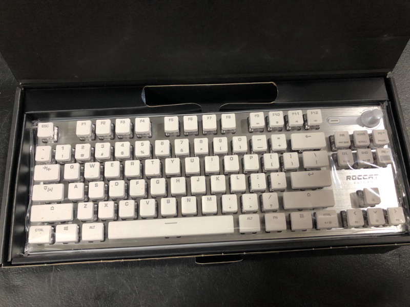 Photo 3 of ROCCAT Vulcan TKL Pro PC Gaming Keyboard, Linear Optical Titan Switch, AIMO RGB Lighting, Tenkeyless Mechanical Feel Speed Keystroke, Low Profile Ergonomic Design for Wrist Rest Support, White Vulcan TKL Pro White
USED / SIMILAR TO STOCK PHOTO