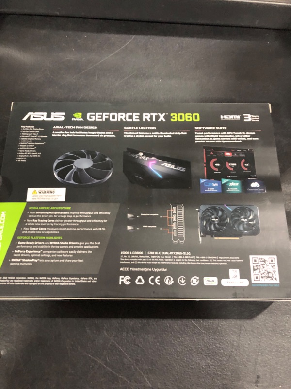 Photo 3 of ASUS Dual NVIDIA GeForce RTX 3060 V2 OC Edition 12GB GDDR6 Gaming Graphics Card
BRAND NEW SEALED PACKAGE