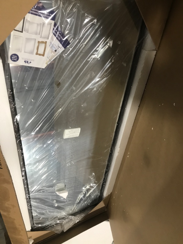 Photo 1 of Hamilton Hills 18x48 inch Wenge Framed Mirror | Long Rectangular Bathroom Mirrors for Wall | Floating Glass Panel Vanity with Border | Wall-Mounted Mirror for Decor | Hangs Horizontal or Vertical 