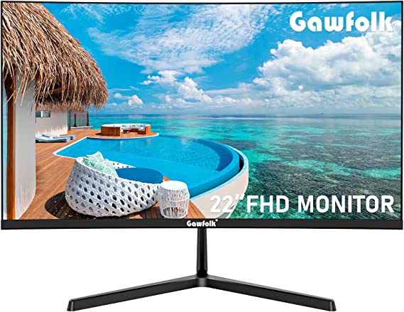 Photo 1 of Gawfolk 22 Inch Computer Monitor, 75Hz Ultra-Thin Zero Frame Curved Display, Full HD 1920 x 1080p, HDMI VGA Home Office Business PC Monitor
