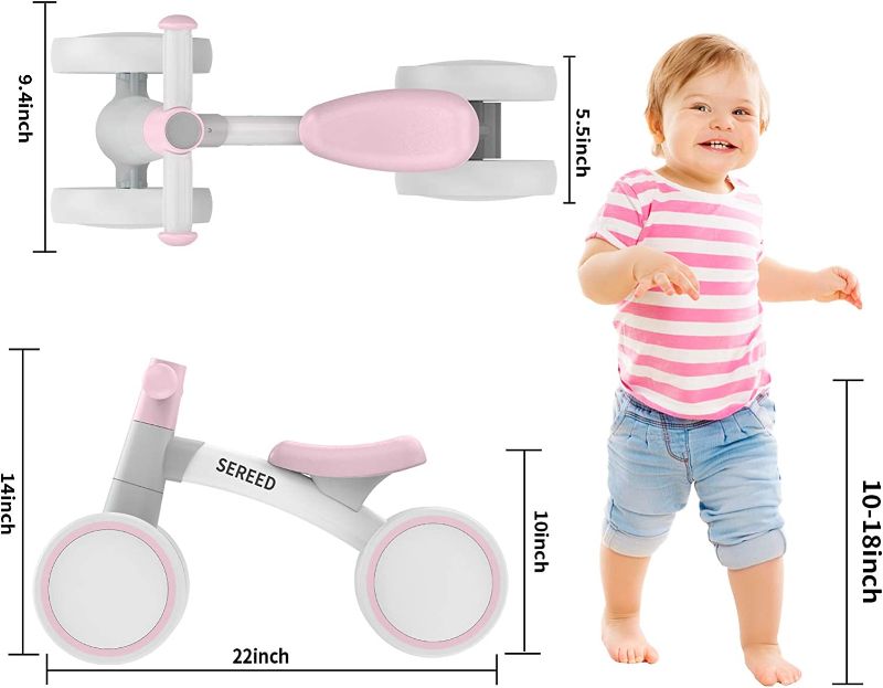 Photo 1 of SEREED Baby Balance Bike for 1 Year Old Boys Girls 12-24 Month Toddler Balance Bike, 4 Wheels Toddler First Bike, First Birthday Gifts
