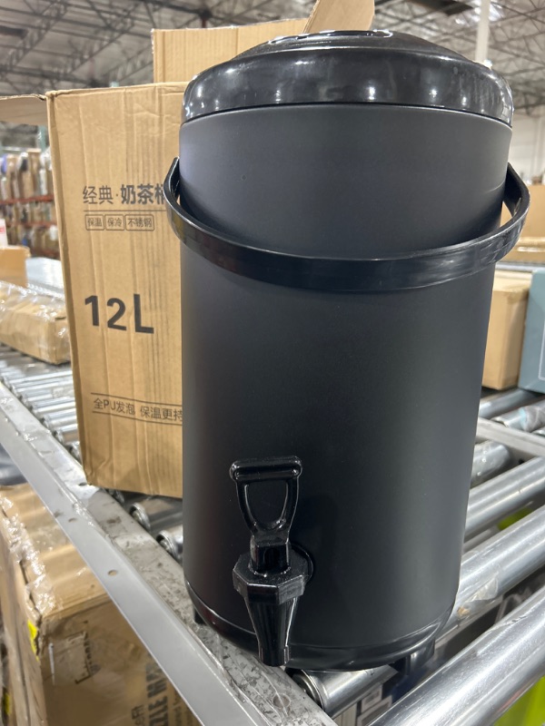Photo 1 of 2.5 Gallon Insulated Beverage Dispenser with Stainless Steel Insulated Double Wall Matte Surface Black for Coffee Tea Milk Soup Family Party Cafe Buffet (1, 12L) 1 12L
