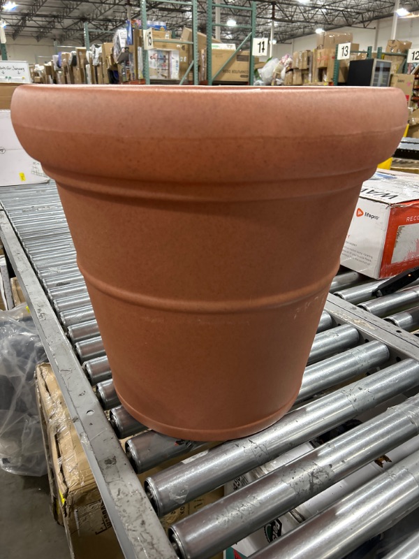View 2 of Step2 Claremont Tall Round Planter Pot, Terracotta – Large Planter for Outdoor/Indoor Use – Maintenance Free Design – Ideal Patio and Front Porch Planter – Measures 19" x 19" x 18" Terracotta 1-Pack