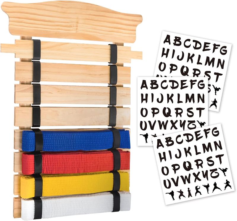 Photo 1 of Alheka Karate Belt Display Rack, 8/12 Level Martial Arts Belt Display Made of Pine Wood - Prefect Gift for Martial Arts Learners