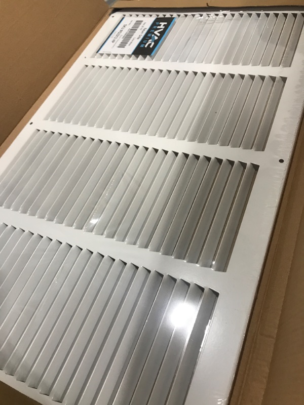 Photo 2 of 22" x 12" Return Air Grille - Sidewall and Ceiling - HVAC Vent Duct Cover Diffuser - [White] [Outer Dimensions: 23.75w X 13.75"h] 22 x 12 White