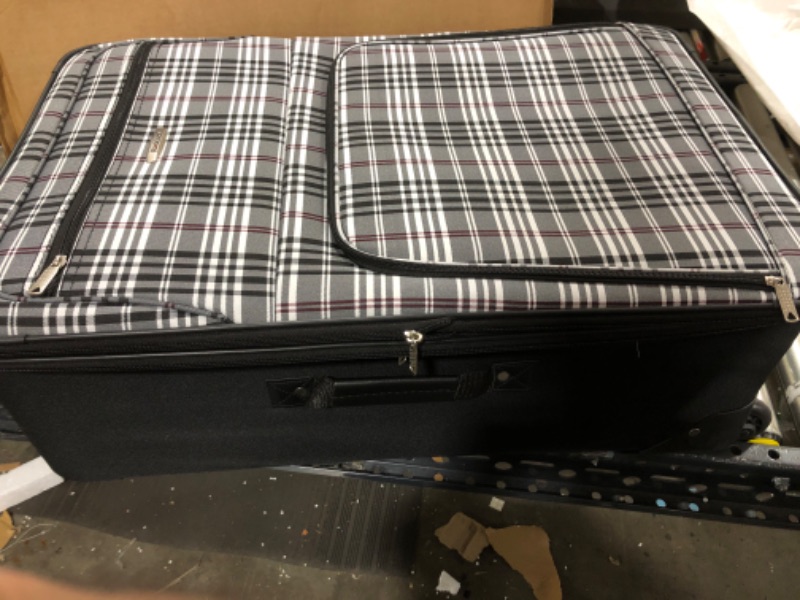 Photo 2 of Rockland Fashion Softside Upright Luggage Set, Black Plaid, 4-Piece (14/19/24/28) 4-Piece Set (14/19/24/28) Black Plaid Frustration-Free Packaging