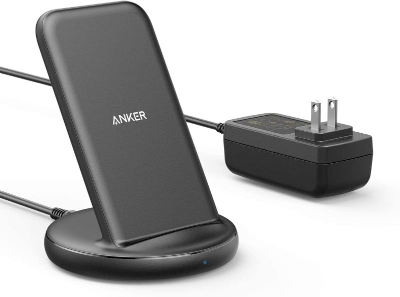 Photo 1 of Anker Wireless Charger with Power Adapter, PowerWave II Stand, Qi-Certified 15W Max Fast Wireless Charging Stand for iPhone 14/14 Pro/14 Pro Max/13/13 Pro Max, Galaxy S10 S9 S8, Note 10 Note 9
