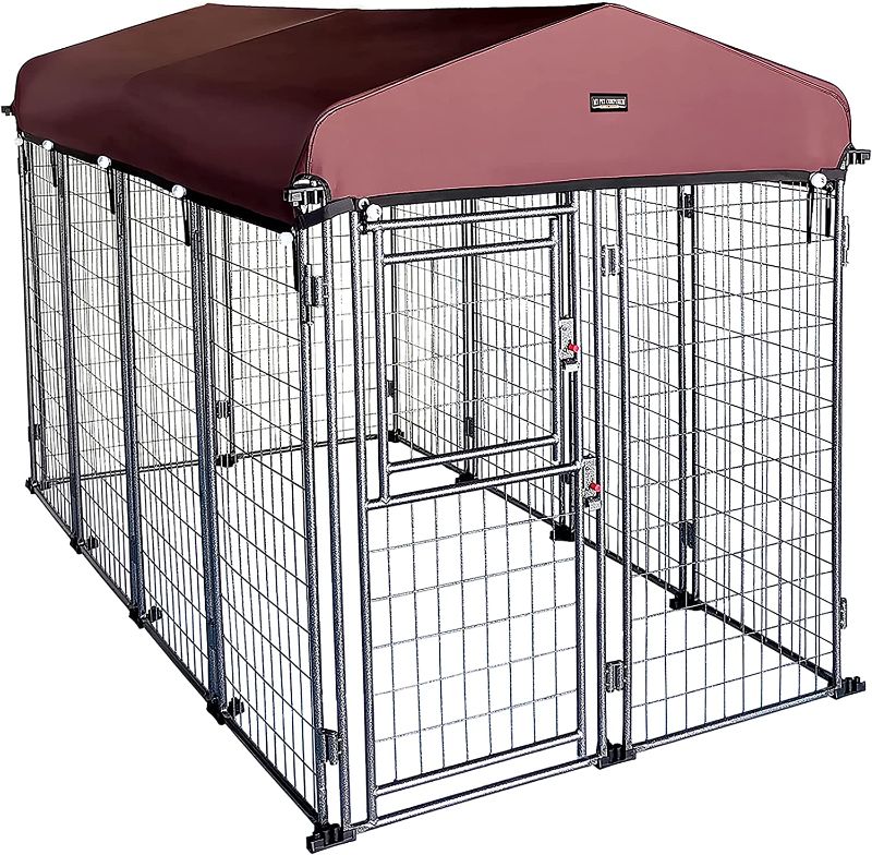 Photo 1 of 8'*4'*5' Dog Kennel Outdoor with Roof Cover for Large Dogs Heavy Duty