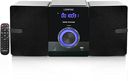 Photo 1 of LP-886 Compact System Micro Stereo System with CD Player - Bluetooth, FM Radio, USB, AUX-in, Micro HiFi System 30 W, Large Button and LED Display, Remote Control
