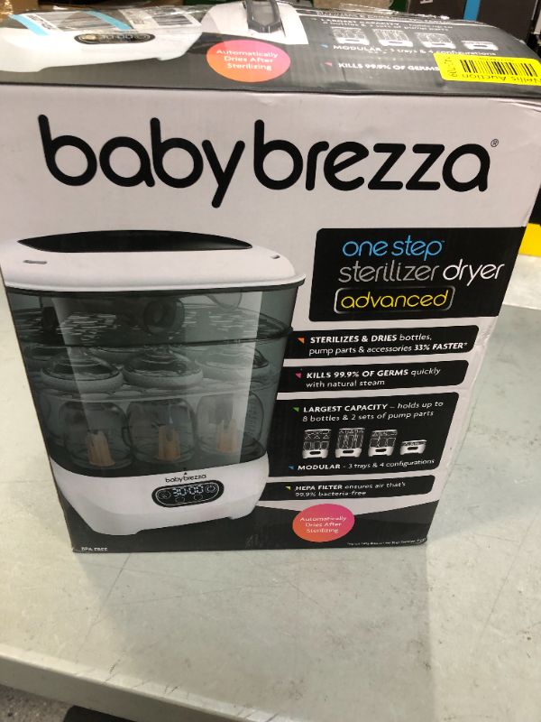 Photo 3 of Baby Brezza Bottle Sterilizer and Dryer Advanced – HEPA Filter And Steam Sterilization – Dries 33 Percent Faster Then Original - Universal Fit up to 8 Baby Bottles And 2 Sets of Pump Parts (Any Brand) Sterilizer-Dryer Advanced