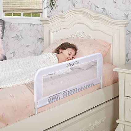 Photo 1 of Dream On Me Lightweight Mesh Security Adjustable Bed Rail for Toddler with Breathable Mesh Fabric in White
