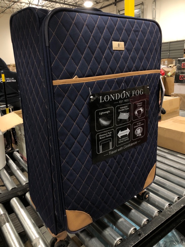 Photo 1 of LONDON FOG Queensbury Softside Spinner Luggage, Navy, 4 Piece Set
