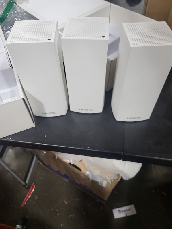 Photo 3 of Linksys MX12600 Velop Intelligent Mesh WiFi 6 System: AX4200, Tri-Band Wireless Network for Full-Speed Home Coverage, 8,100 sq ft (White, 3-Pack) WIFI 6 8100 Sq. ft - 120+ Devices