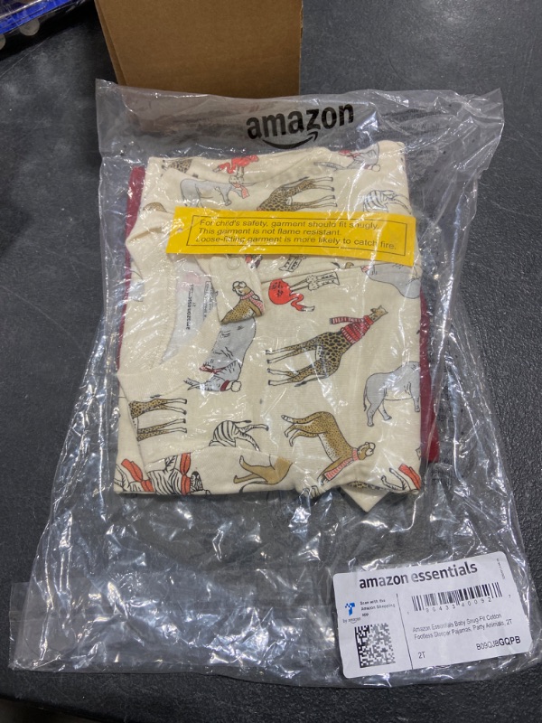 Photo 1 of Amazon Essentials Family Holiday Cotton Pajama Sleepwear Baby Snug Fit - Footless 2T Party Animals
